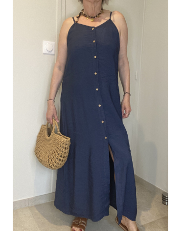 Robe Carmen en bleu marine