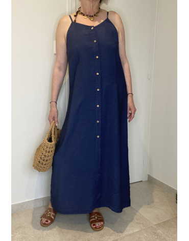 Robe Carmen en bleu marine